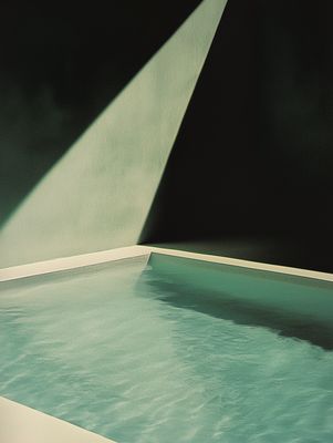 a pool with a light shining on it