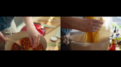 a collage of photos of a person making pasta