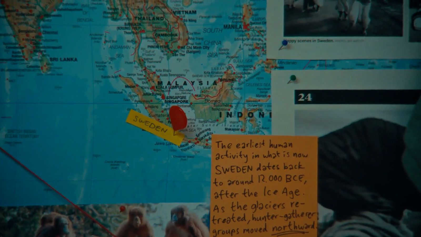 a picture of a map with a note attached to it