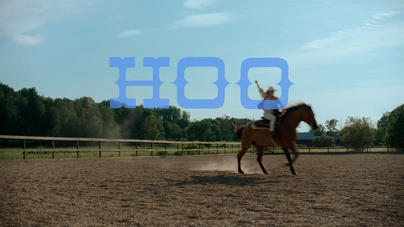 a man riding on the back of a brown horse