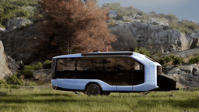 a bus is parked in a grassy field