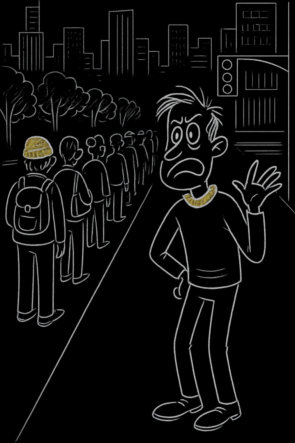a man standing in front of a crowd of people