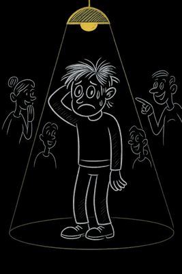 a drawing of a man standing in front of a light