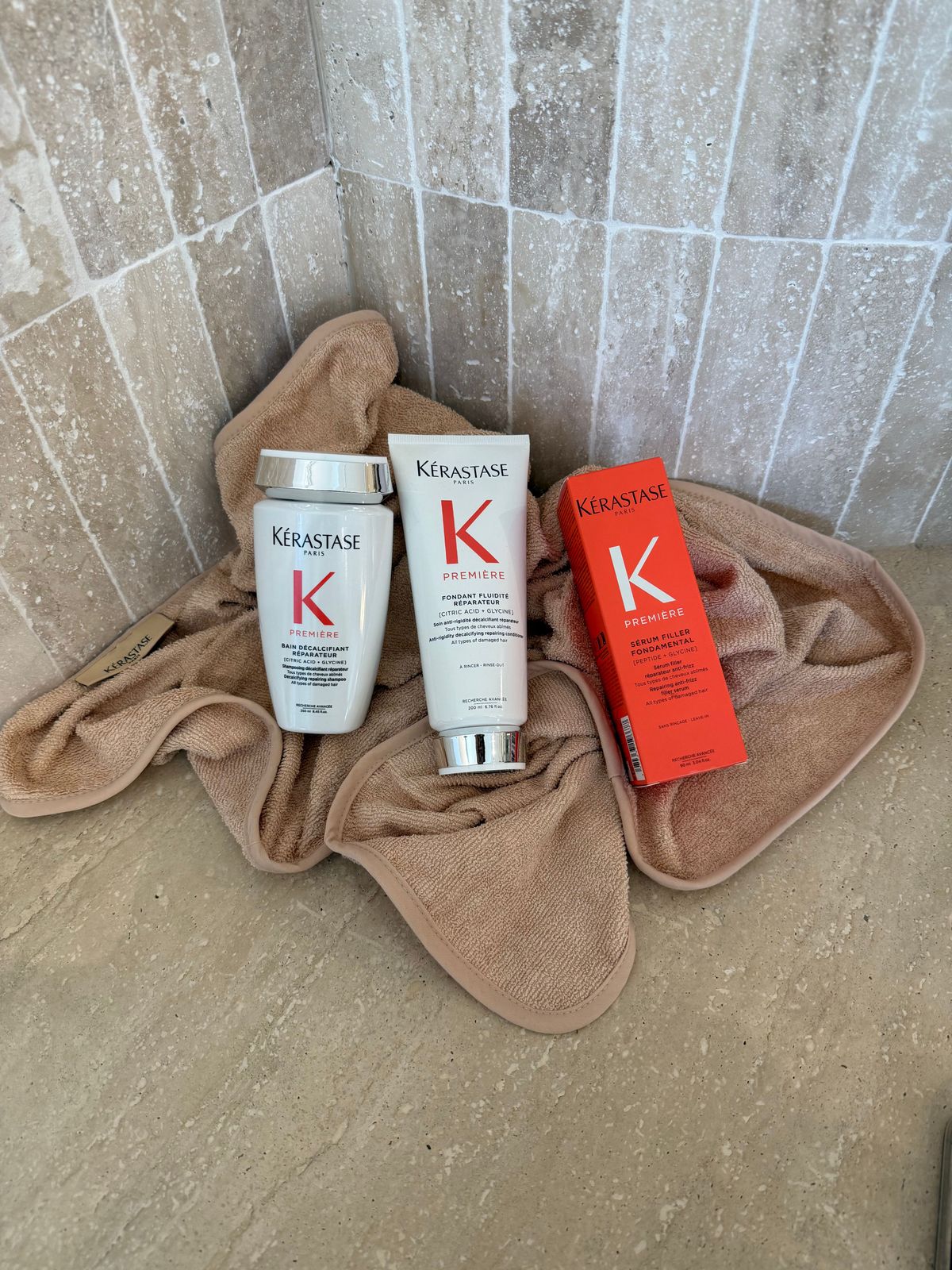 a couple of items that are on a towel