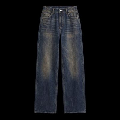 a pair of blue jeans on a black background