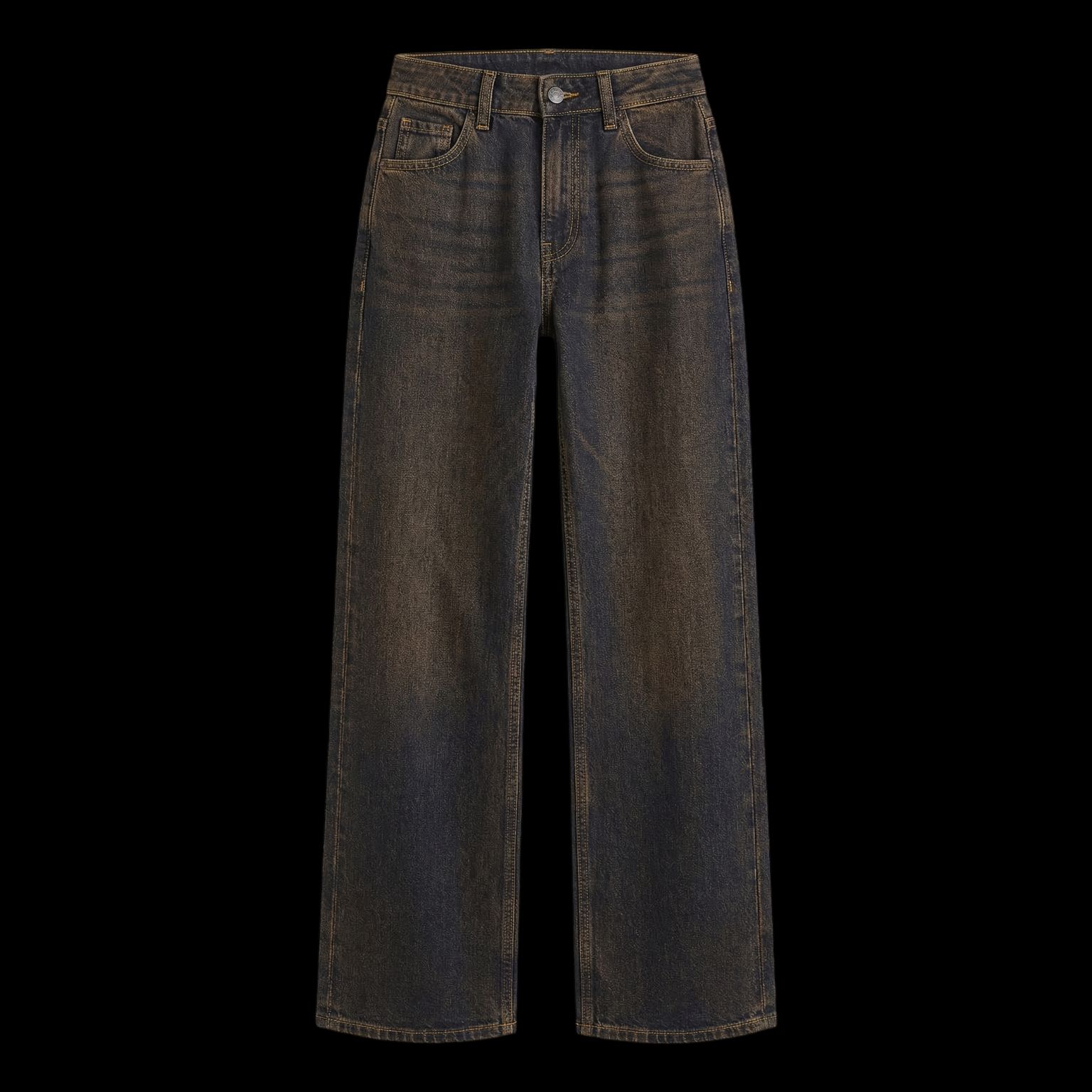 a pair of brown jeans on a black background