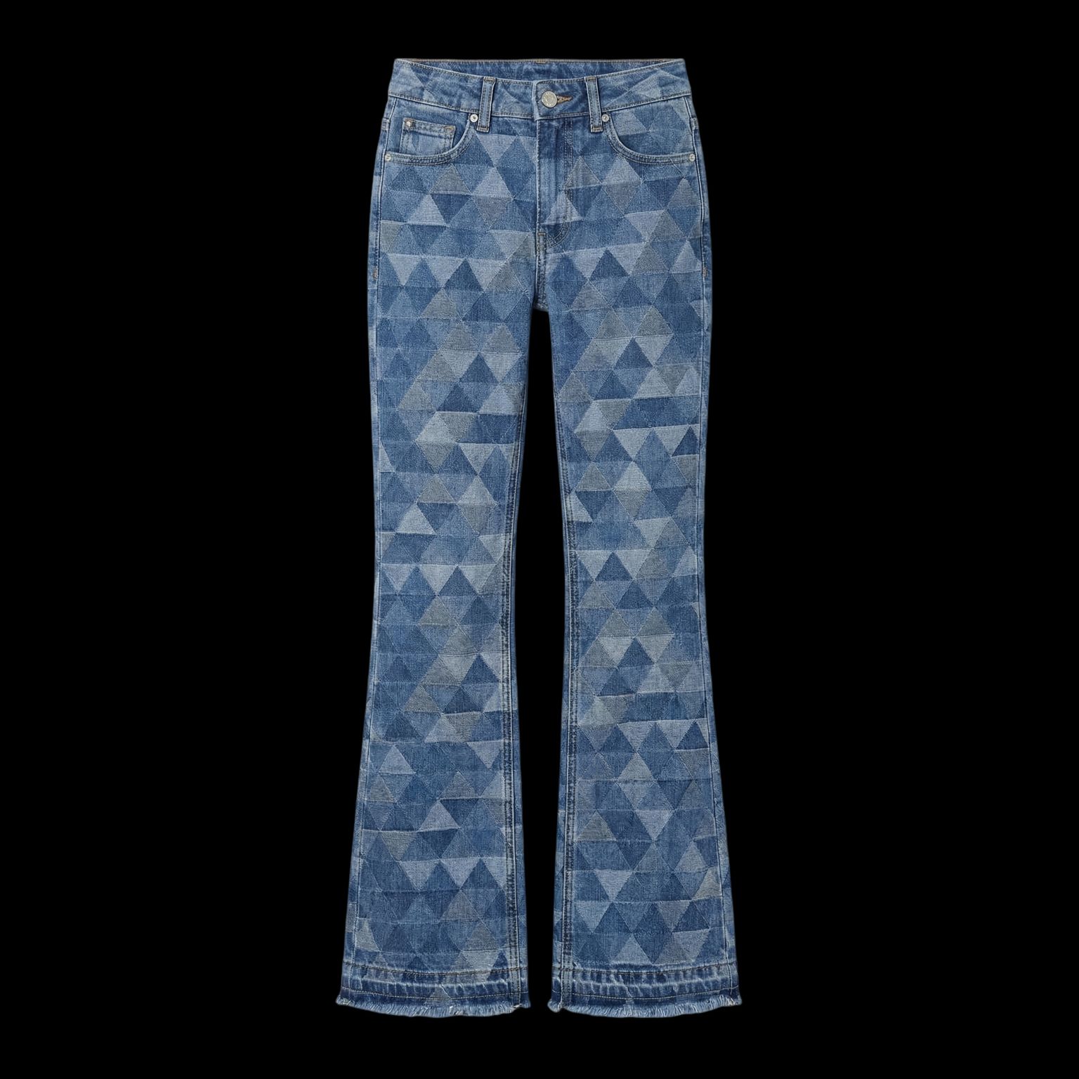 a pair of blue jeans on a black background