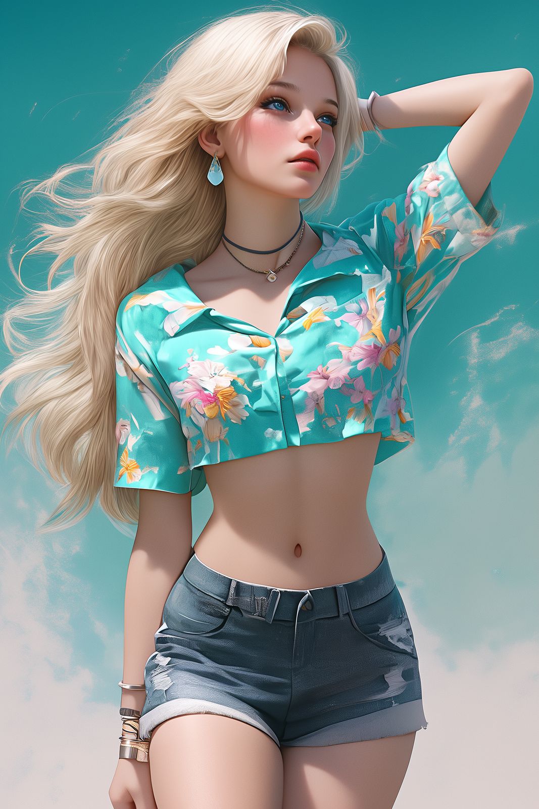 a digital painting of a woman with blonde hair