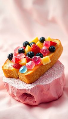 a piece of bread with fruit on top of it