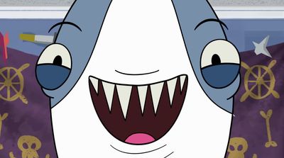 a close up of a cartoon character with teeth