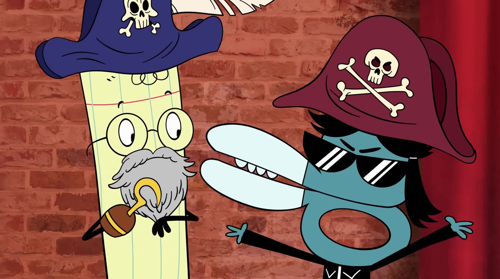 a cartoon of two birds wearing pirate hats