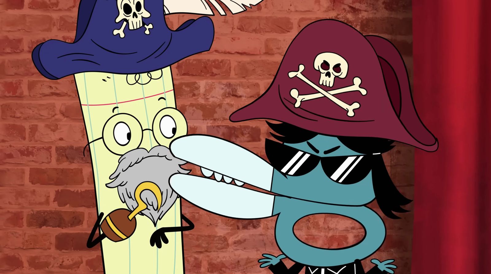 a cartoon of a pirate and a bird