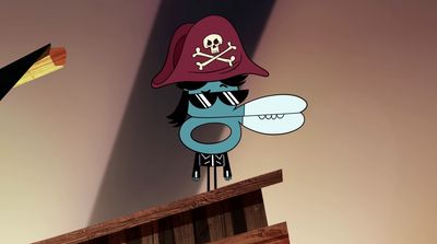 a cartoon character with a pirate hat and eye patch