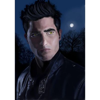 a painting of a man with yellow eyes