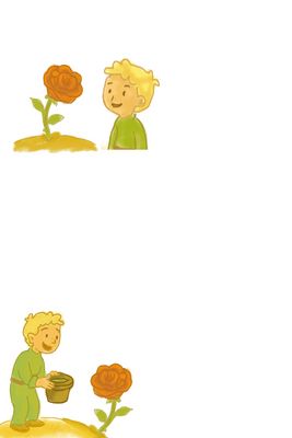 a drawing of a boy giving a flower to another boy
