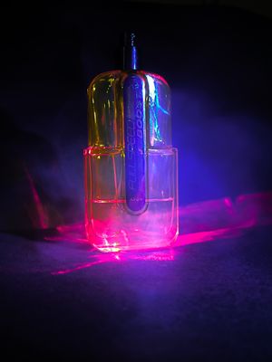 a couple of bottles sitting on top of a table