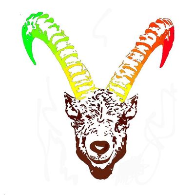 a drawing of a horned animal with long horns