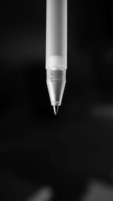 a black and white photo of a pen