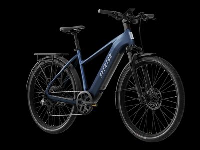 a blue electric bike on a black background