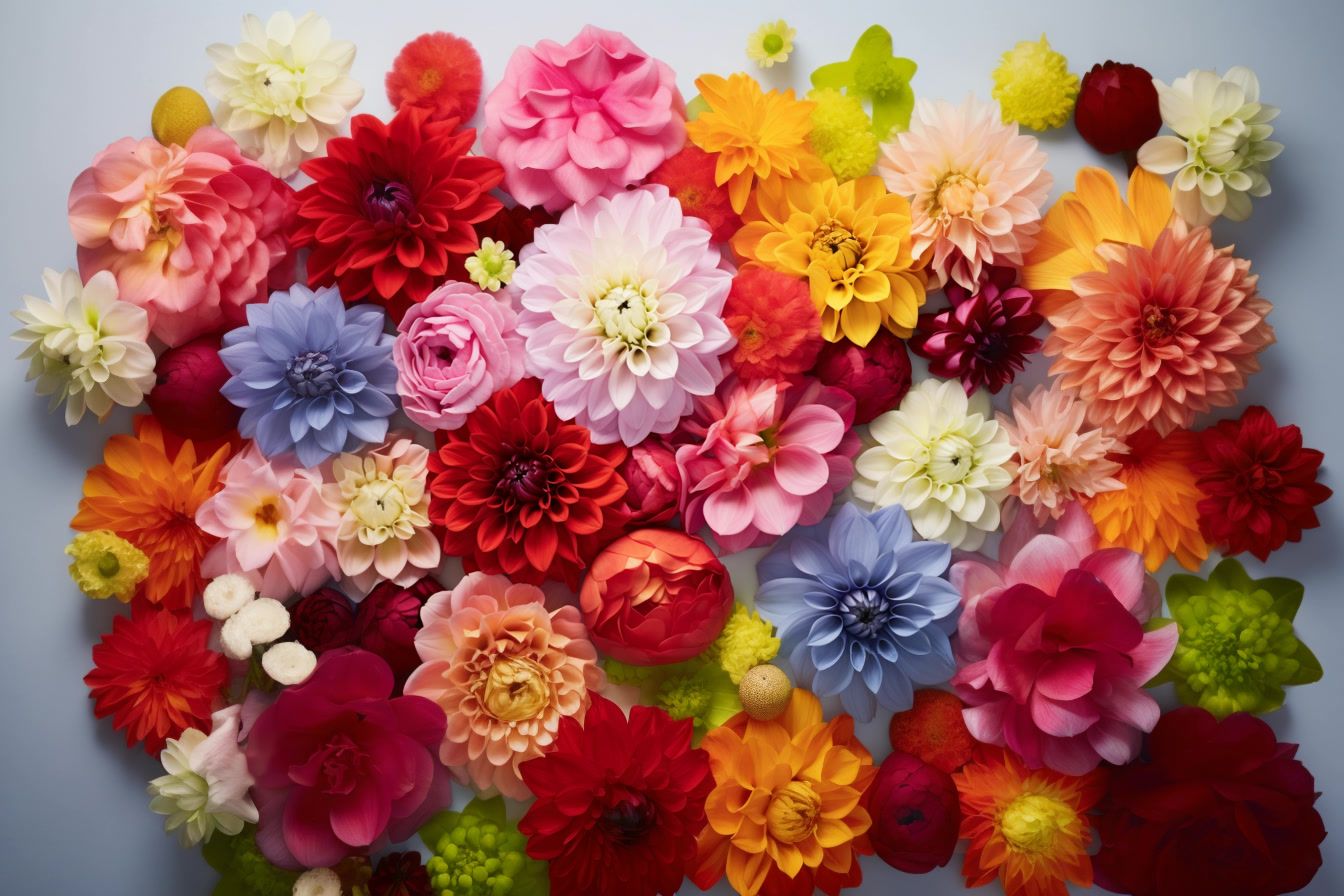 a bunch of flowers that are on a table