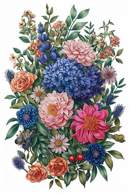 a painting of a bouquet of flowers