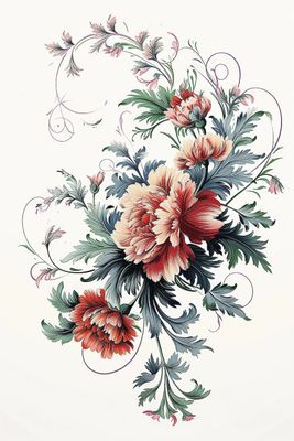 a drawing of a bunch of flowers on a white background