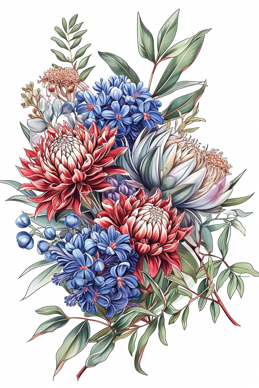 a drawing of a bouquet of flowers