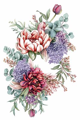 a watercolor painting of a bouquet of flowers