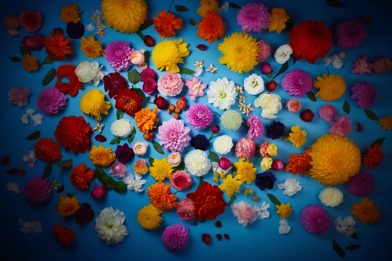 a bunch of flowers that are on a table