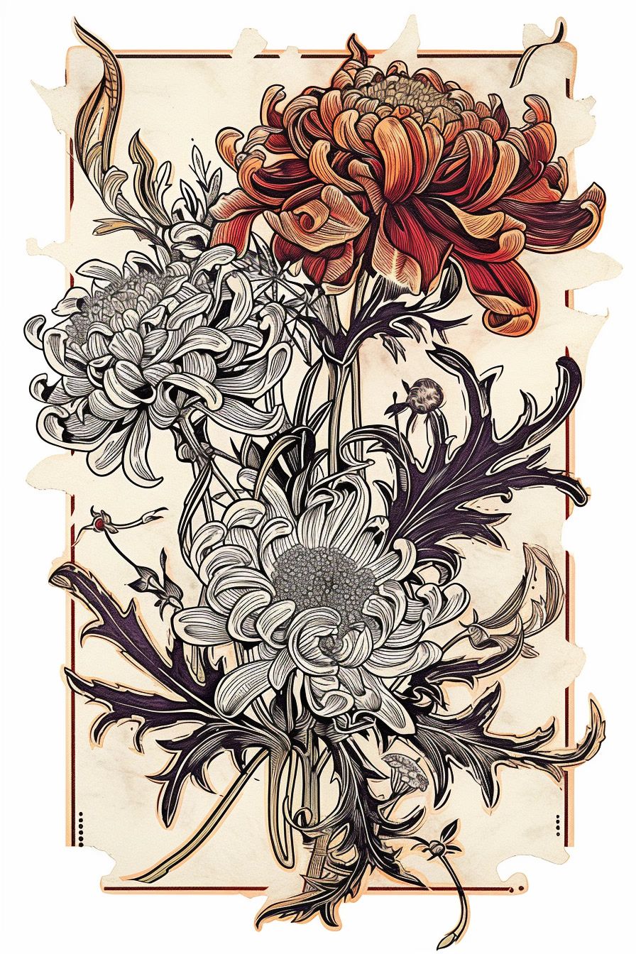 a drawing of a bunch of flowers in a vase