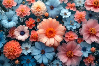 a close up of a bunch of colorful flowers