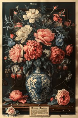 a painting of flowers in a vase on a table