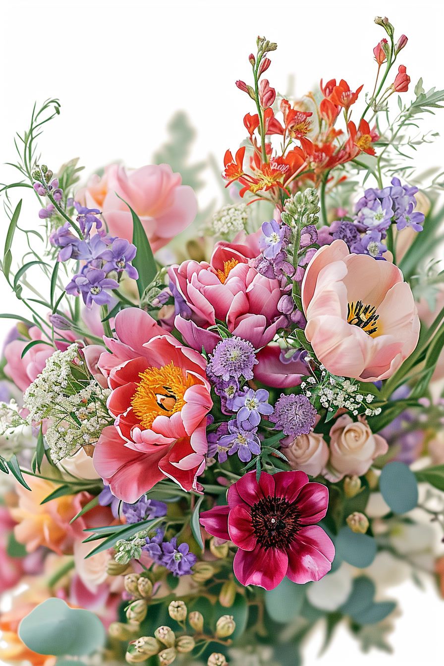 a vase filled with lots of different colored flowers