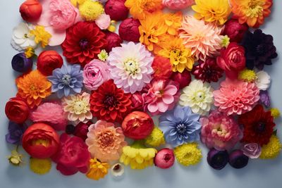 a bunch of flowers that are on a table