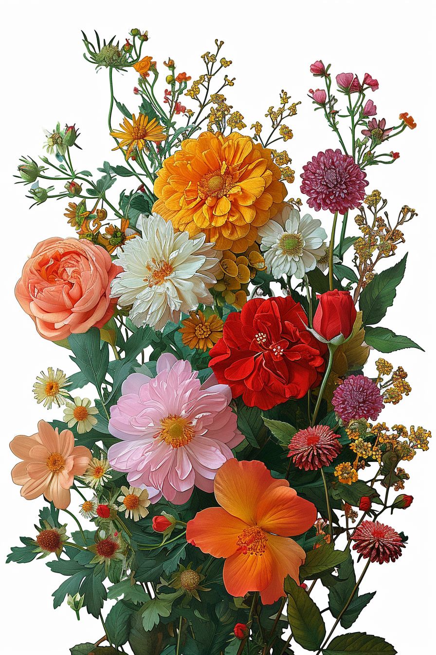 a vase filled with lots of different colored flowers