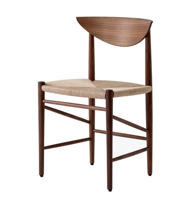 a wooden chair with a woven seat