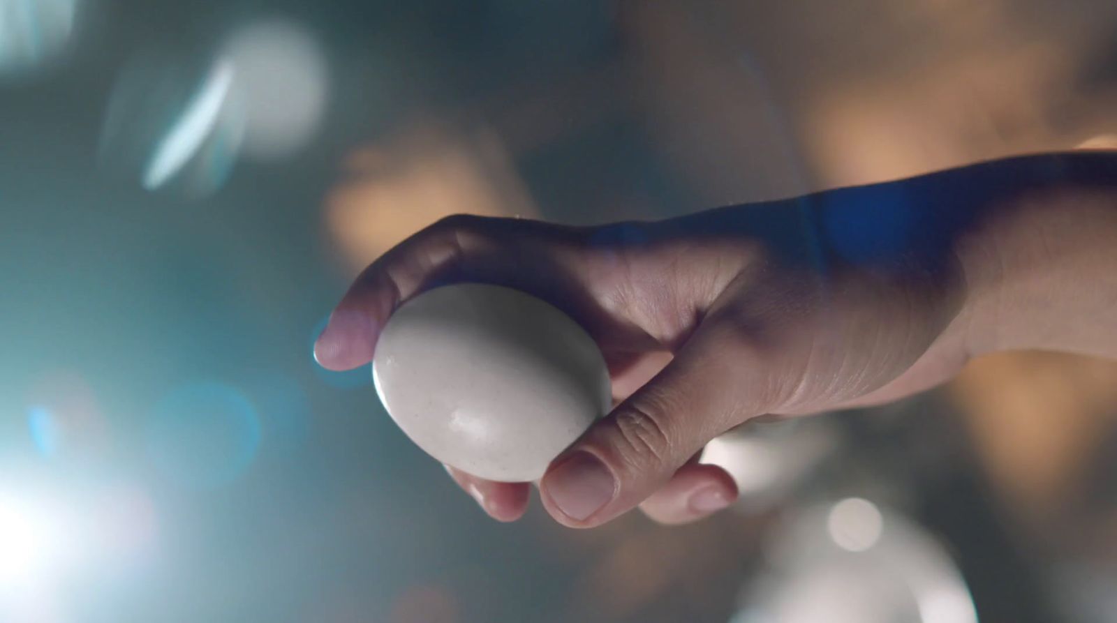 a person holding an egg in their hand