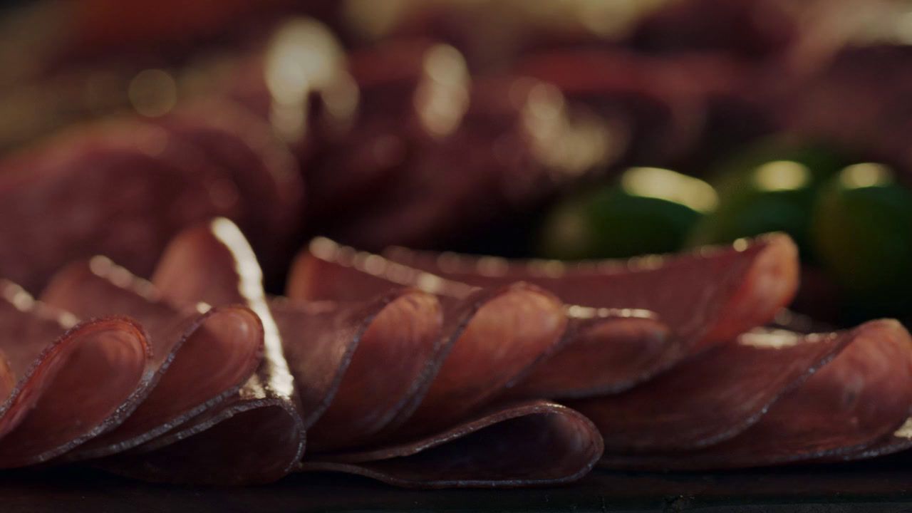 a close up of a plate of food with meat