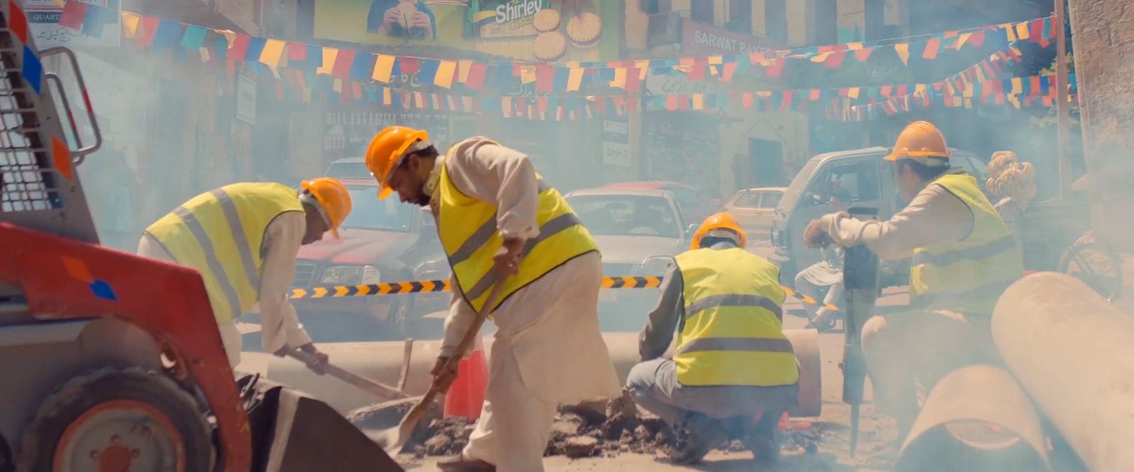 a group of men working on a construction site
