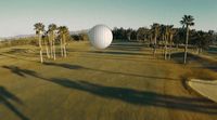 a golf ball is in the middle of a golf course