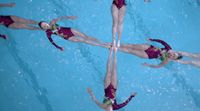 a group of women swimming in a pool