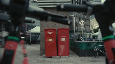 a couple of red boxes sitting next to each other