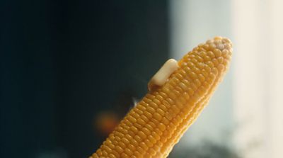 a close up of a corn on the cob