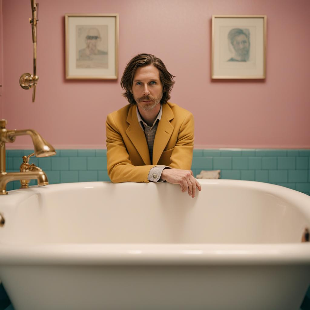 a man sitting in a bathtub in a bathroom