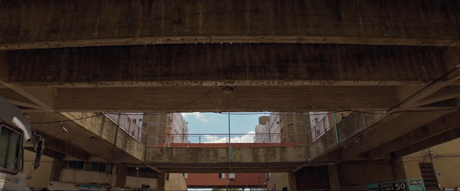 a view of a bridge from underneath it