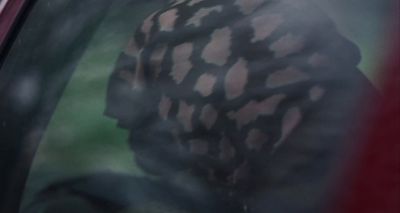 the reflection of a man in the window of a car