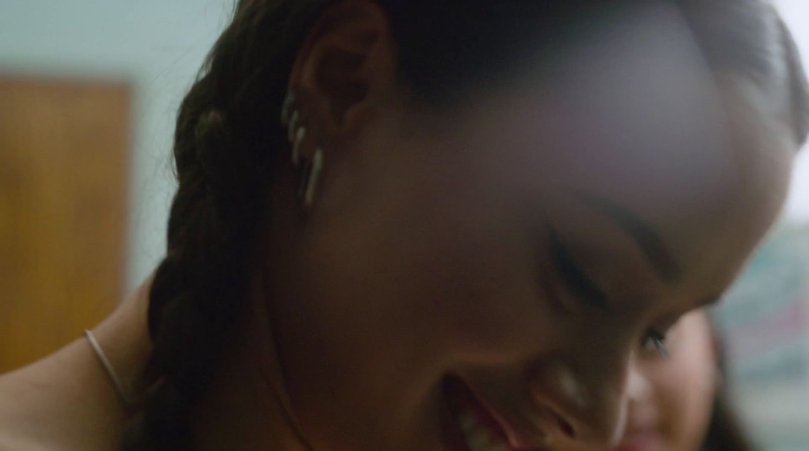 a close up of a person with a cell phone