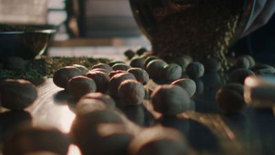 a close up of a bunch of balls on a table