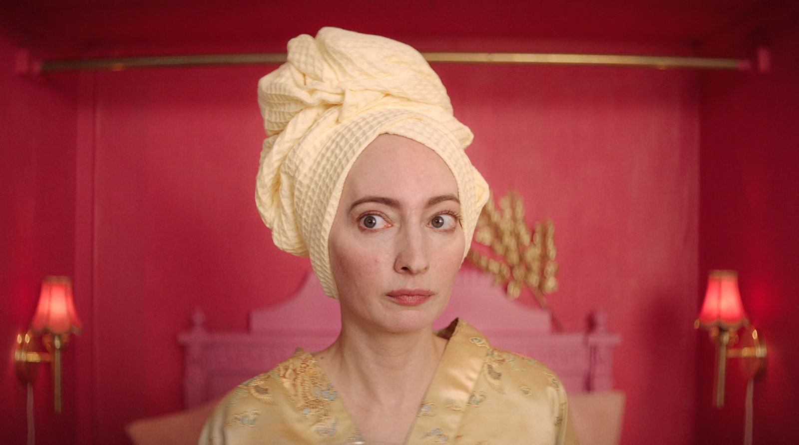 a woman with a white turban on her head