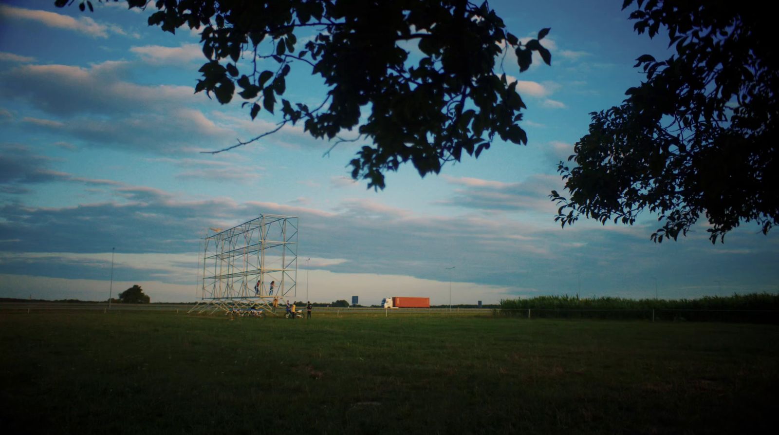 a power line in the middle of a field